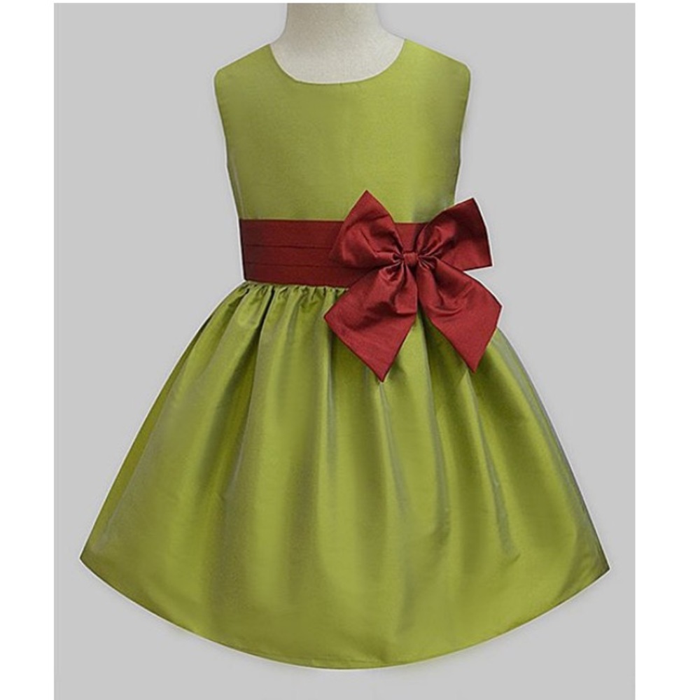 Lime Green & Maroon Penelope A-line Dress